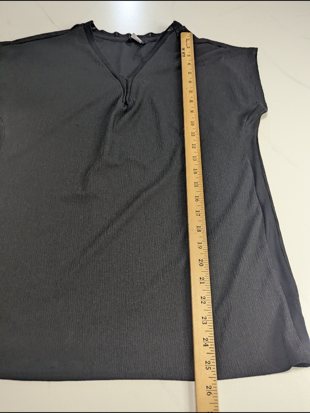 F&F Black Knit V-Neck Top T-Shirt Short Sleeve Loose Fit Women's Size 10 - Picture 6 of 7